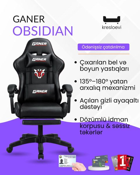Oyun kreslosu Ganer Obsidian — Офисная мебель