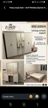 Zərif Mobilya – Yataq otağı dəsti Məzmun: - 6 qapılı qarderob (qara — Mebel