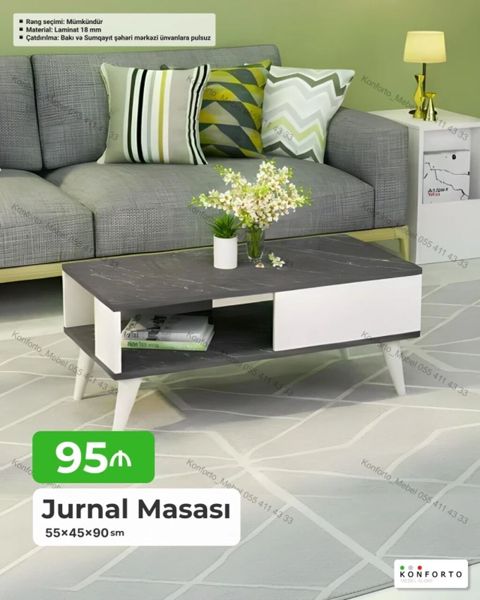Jurnal masası – müasir dizayn - Ölçülər: 55 × 45 × 90 sm - Material — Konforto Mebel — Coffee tables