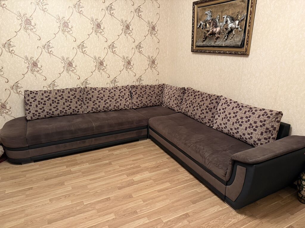 Künc divan, İşlənmiş, Açılan, Parça — Mebel, Bakı (4)