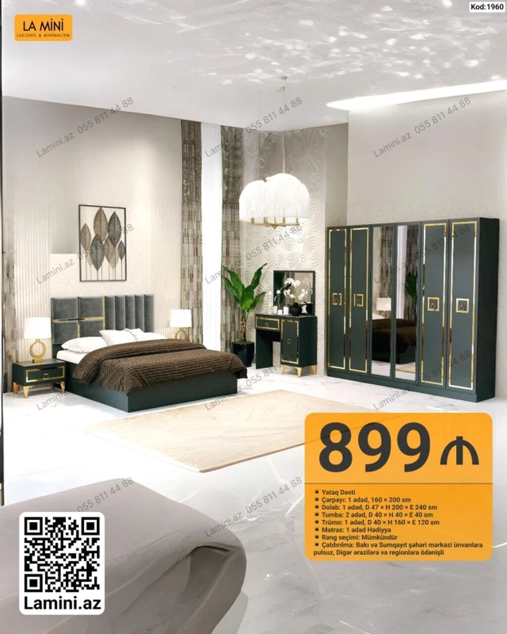 LA MINI yataq dəsti – Kod: 1960 Tərkib: - Çarpayı: 1 ədəd, 160 × 200 — Mebel, Bakı