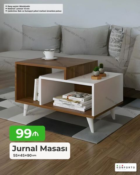 Jurnal Masası – müasir dizayn, funksional saxlama bölmələri ilə. Ölçü — Konforto Mebel — Coffee tables