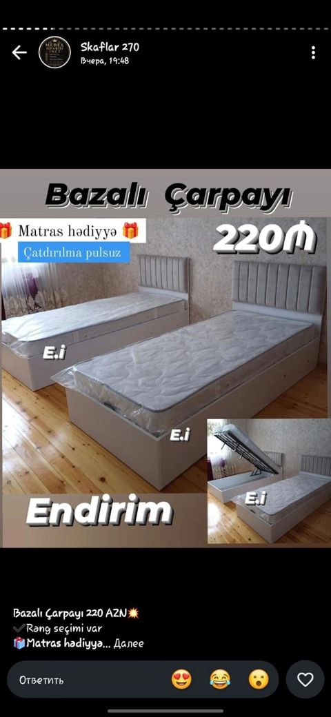 Bazalı çarpayı – praktiki saxlama yeri olan tək nəfərlik model -