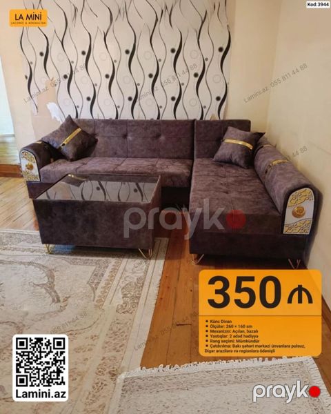 LA Mını künc divan dəsti - Ölçülər: 260 160 sm - Mexanizm: açılan — Bakı