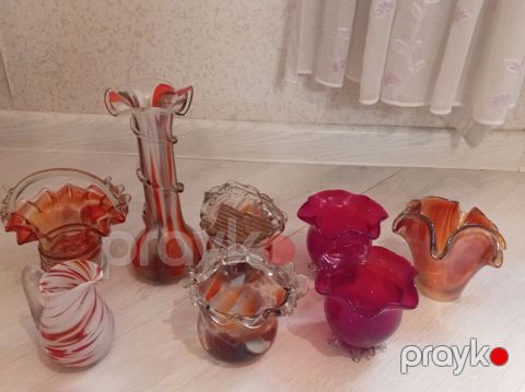 Vaza dəsti — handmade üfləmə şüşə dekor