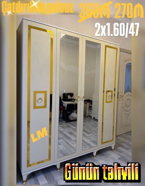 Dörd qapılı dolab – təmiz laminatdan. - Ölçü: 2 x 1.60 x 47 - Ön — Min bir xirdavat dunyasi — Wardrobes