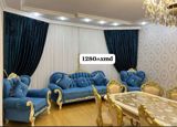 Klassik üslublu dəst – zala/otalara uyğun - Divan: mavi məxmər/parça — Mebel
