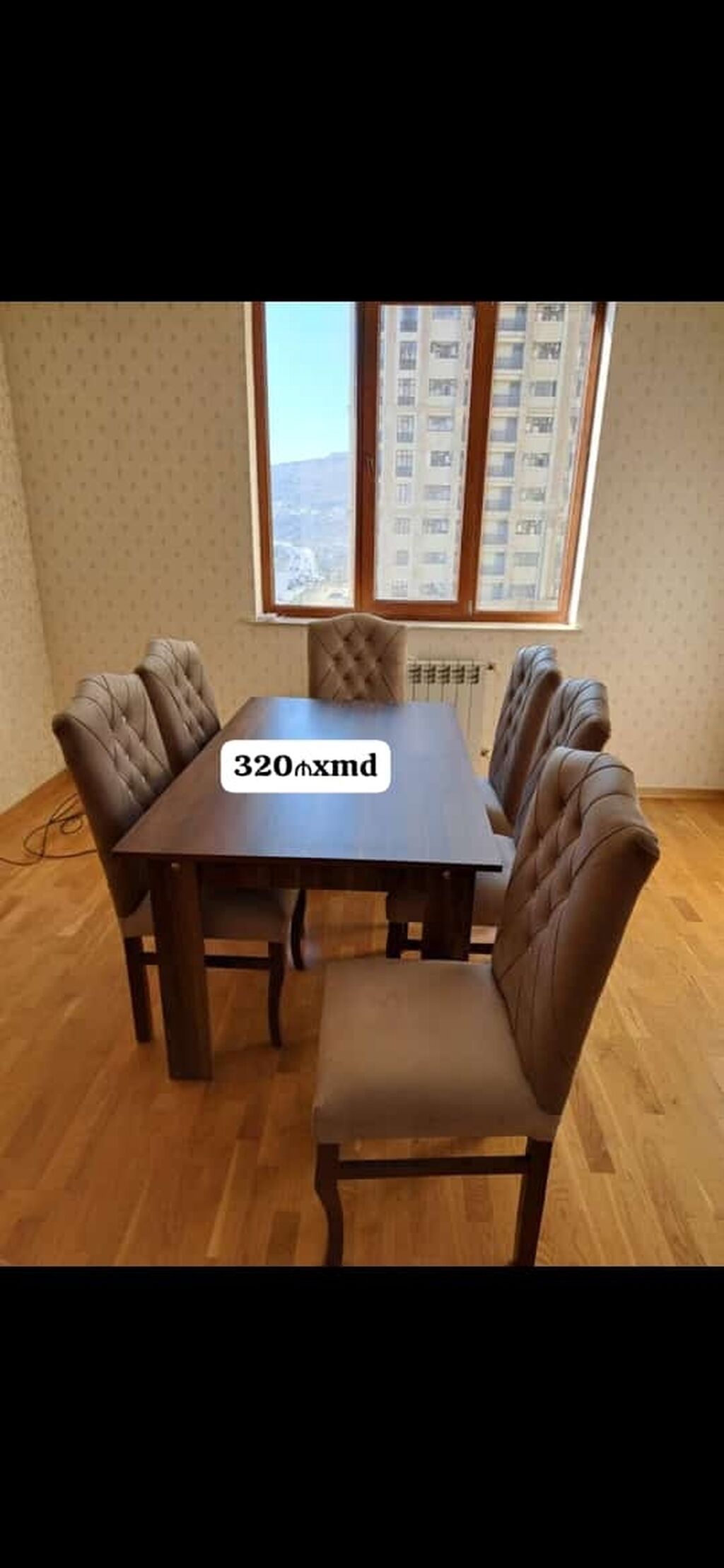 6 nəfərlik yemək otağı dəsti - Komplekt: 1 masa + 6 stul - Masa — Mebel, Xırdalan (2)