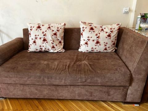 Çevrilən divan (yataq funksiyalı) - Rəng: şokolad-qəhvəyi - Material