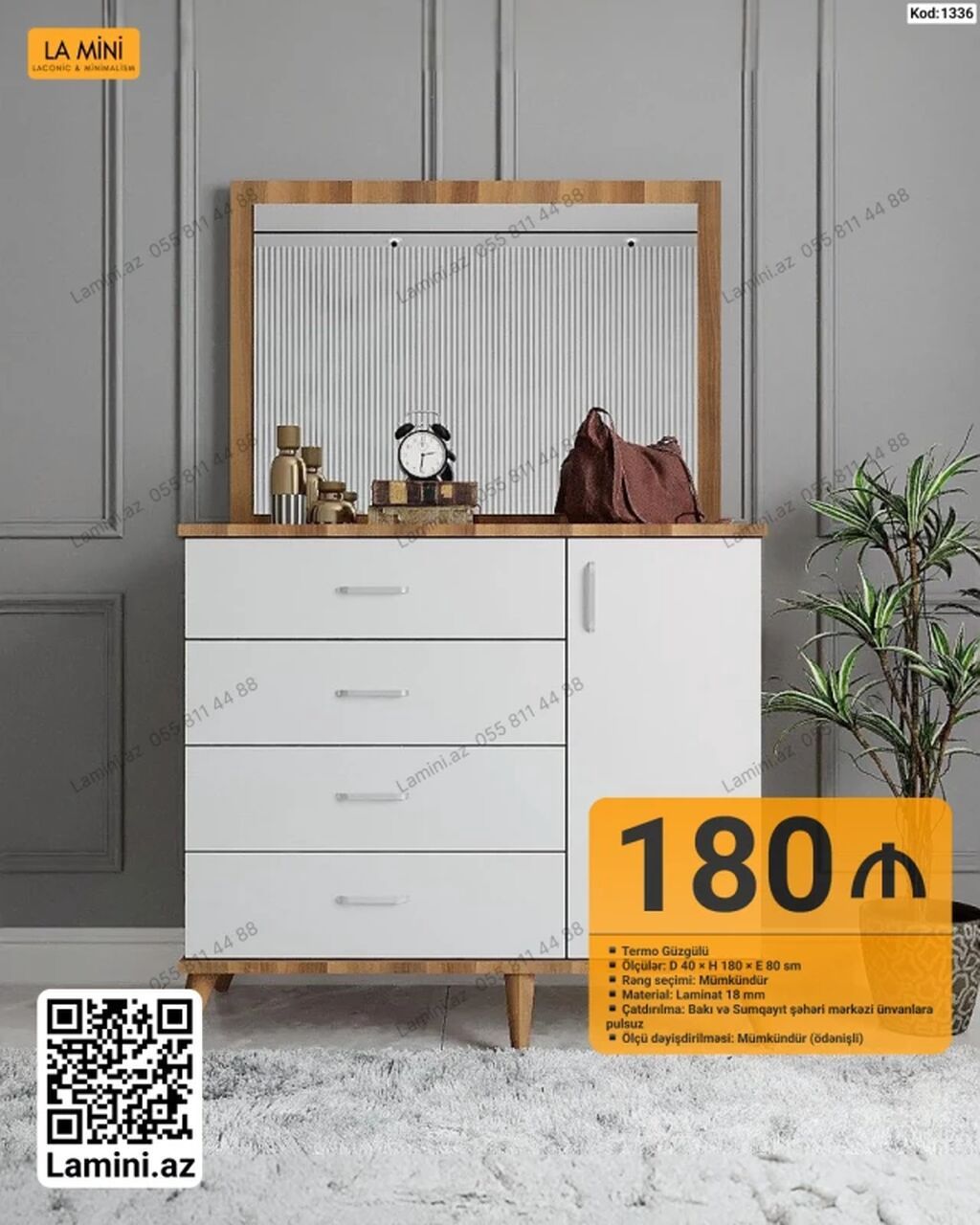 Termo güzgülü komod Xüsusiyyətlər: - Model kodu: 1336 - Material: 18 — Mebel, Bakı