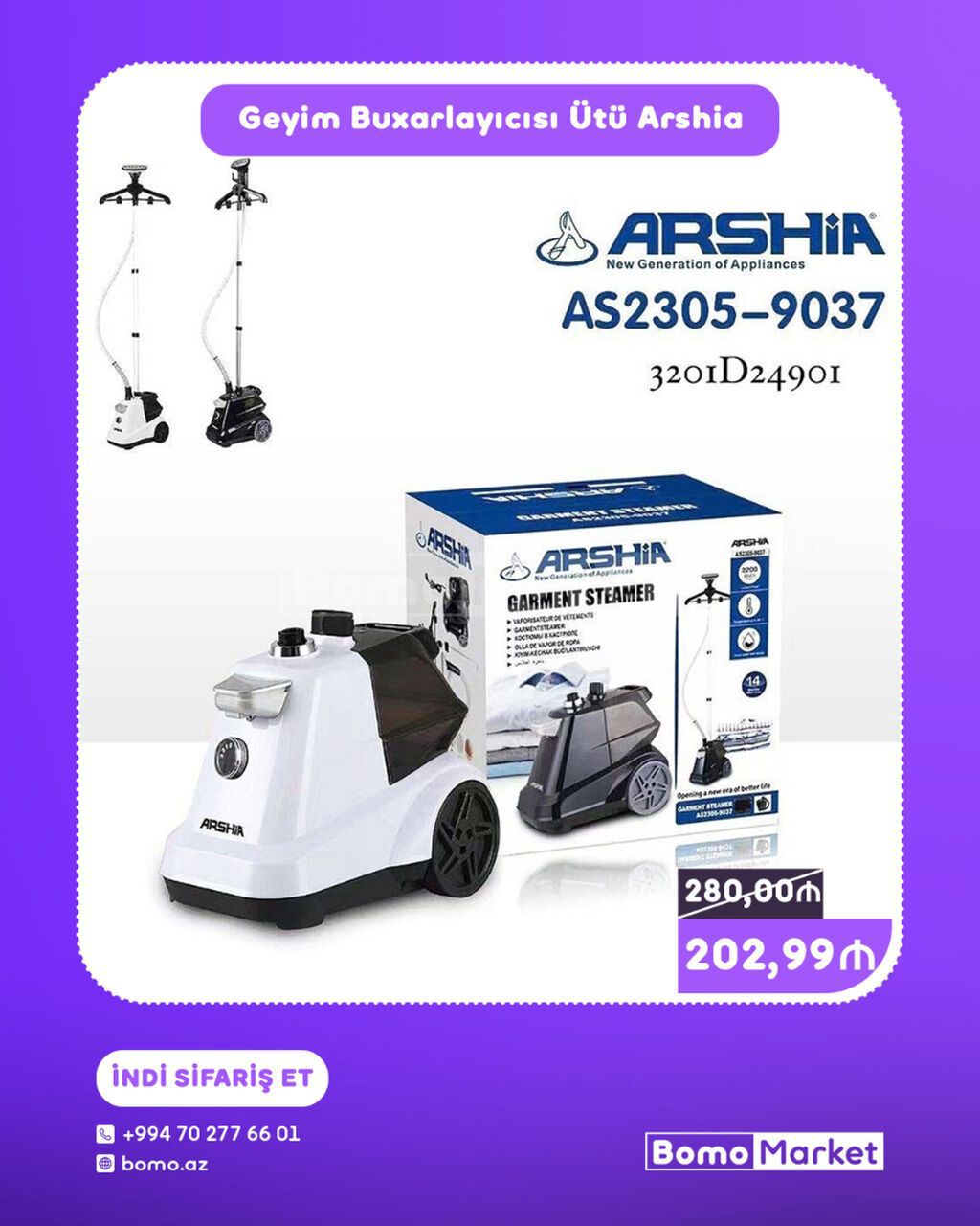 Arshia AS2305-9037 geyim buxarlayıcısı - Brend: Arshia (New — Elektronika, Bakı
