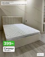 Çarpayı – 160×200 sm - Yumşaq başlıq: vertikal tikişli, neytral açıq — Furniture