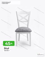 Stul – 40×45 sm - Klassik “X” arxalı dizayn, ağ karkas - Yumşaq — Mebel