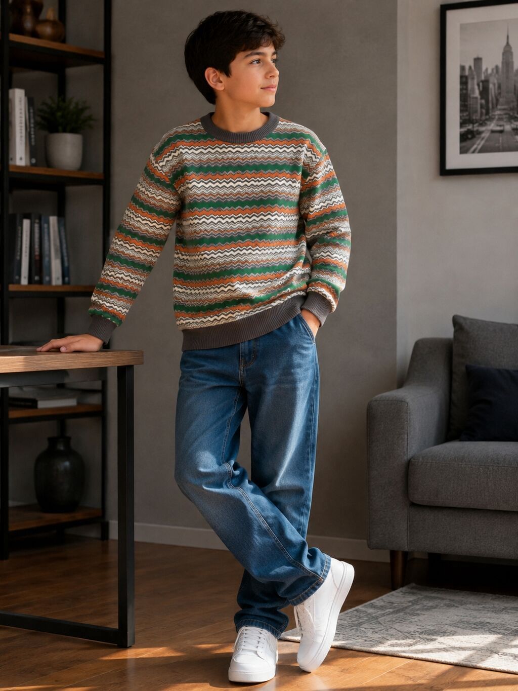 Uşaq sweatshirt kolleksiyası - Modellər: dördlü seçim 1) Ağ-krem fon — Mallar, Xırdalan (2)