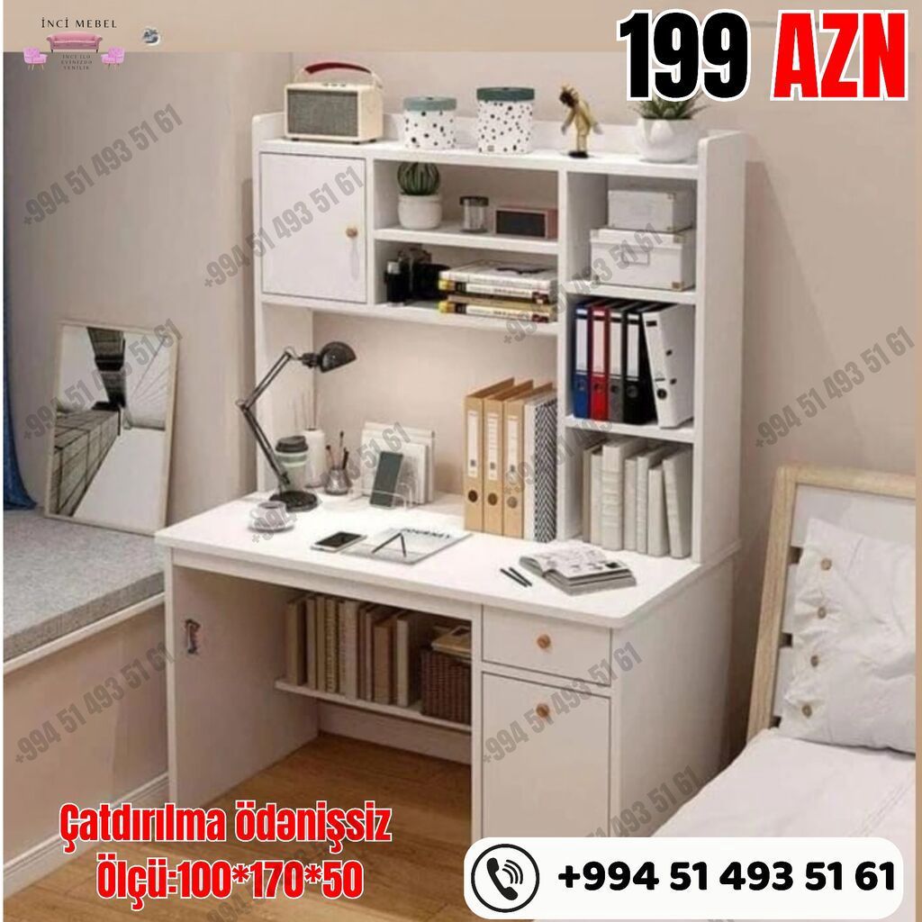 İş masasının üstlükli model - Qiymət: 199 AZN - Ölçü: 100×170×50 sm -