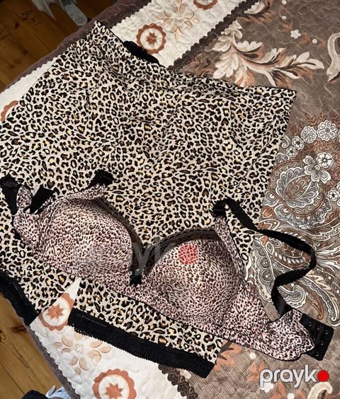 Leopard naxışlı qadın alt geyimi dəsti - Dəst: push-up sütyen və