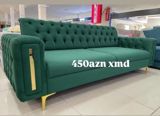 Yaşıl rəngdə yumşaq parça ilə örtülmüş 3 nəfərlik divan. - Klassik — Furniture