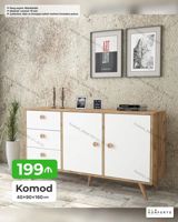 Komod – 40×90×160 sm - Skandinaviya üslubunda, taxta teksturalı gövdə — Mebel