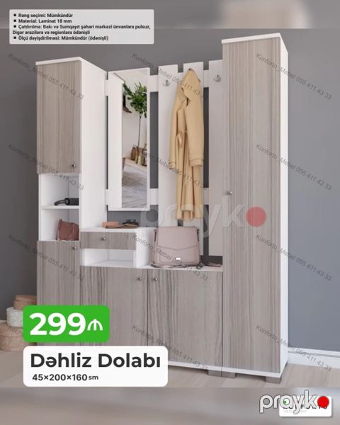 Dəhliz Dolabı – 45×200×160 sm — Bakı