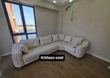 Künc divanı – zərif krem rəngdə, yumşaq parça üzlük. - L‑şəkilli — Goods