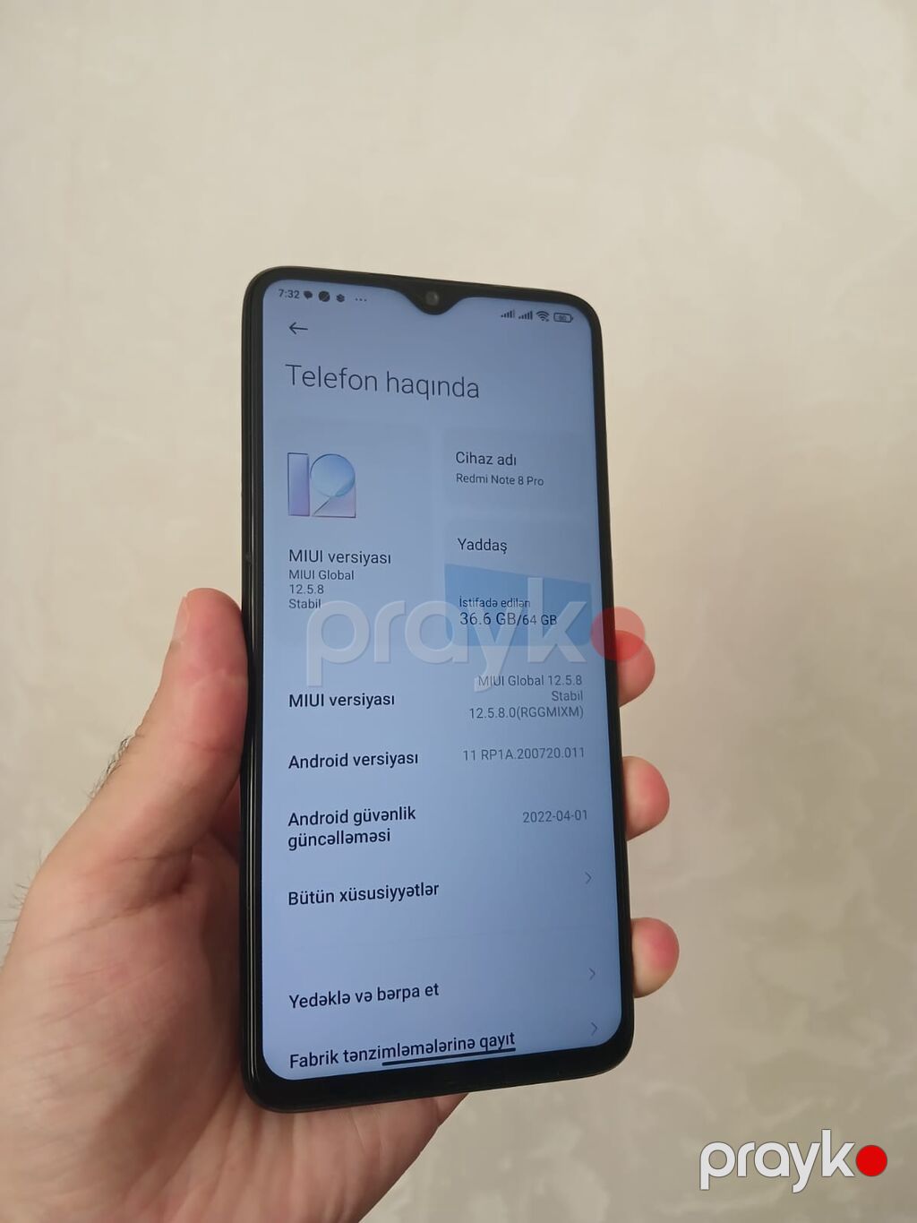 Redmi Note 8 Pro, 64 GB, rəng - Qara, Barmaq izi — Elektronika, Bakı (2)