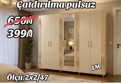 Beş qapılı dolab — yataq otağı üçün, 2x2x47 m