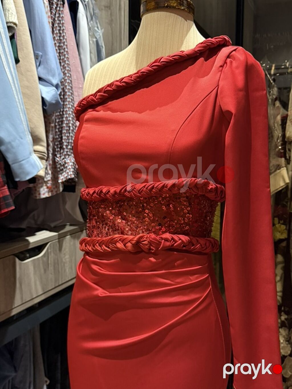 Qırmızı axşam libası S olcu 45kg x 167 cm - Kəsim: Asimmetrik – — Şəxsi əşyalar, Bakı (4)