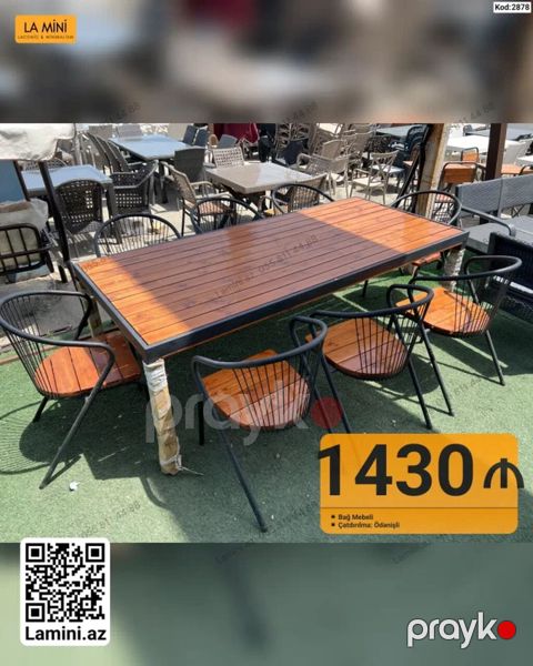 Bağ mebeli dəsti – kod 2878 - Dəst: 1 masa + 6 oturacaq - Stil — Bakı