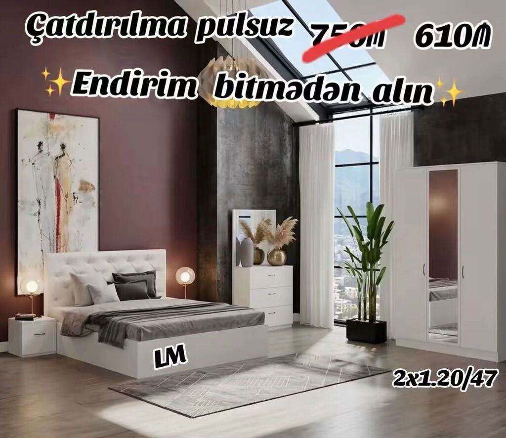 Yataq dəsti Sifarişlə və yeni Qiymət : 610₼ Dəstə daxildir — Mebel, Bakı (2)