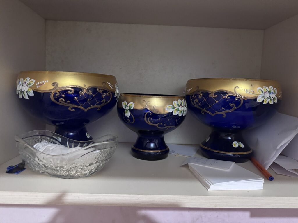 Tort və şiriniyyat qabı, rəng - Mavi, Şüşə — Mallar, Mehdiabad