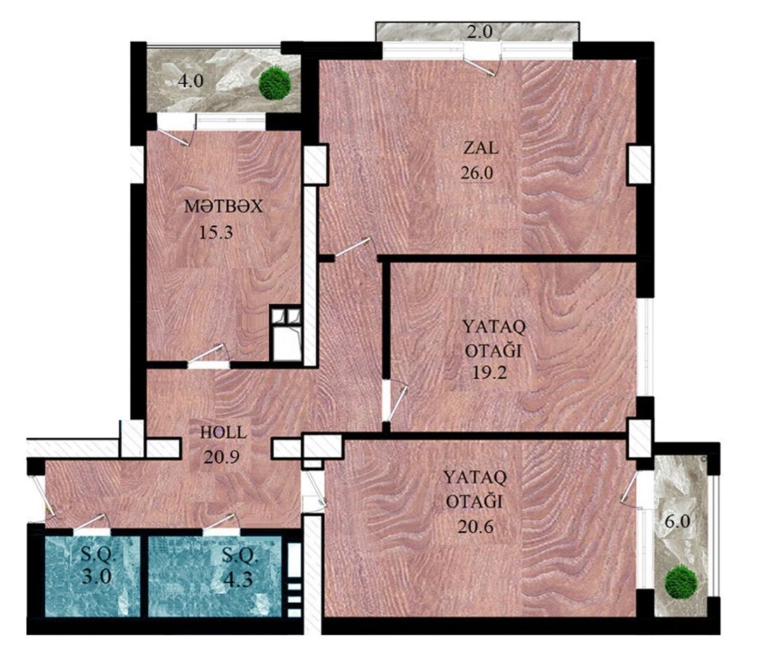 Satılır 3 otaqlı yeni tikili 121.3 m² — Mənzil, Bakı (2)
