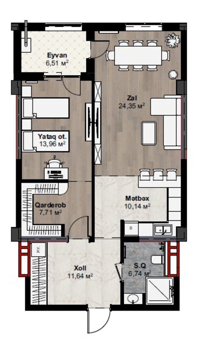 Satılır 2 otaqlı yeni tikili 81 m² — Mənzil, Bakı (2)