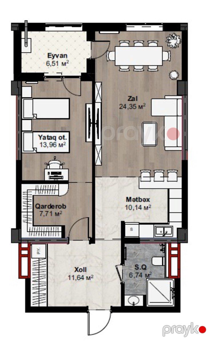 Satılır 2 otaqlı yeni tikili 81 m² — Mənzil, Bakı (2)