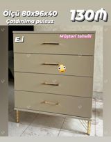 Dörd çekmecəli komod - Ölçü: 80 x 96 x 40 sm - Rəng: açıq bej - — Mallar