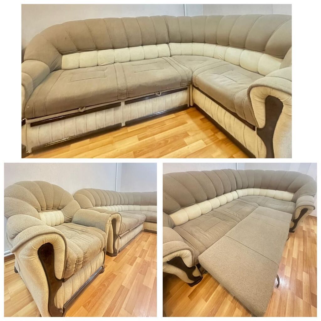 Kunc divan+1eded kreslo 160azn. açilir. baza yoxdu. Künc divanın