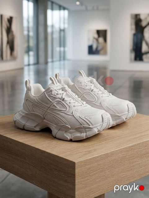Ağ rəngli unisex idman ayaqqabısı - Dizayn: Həcimli (chunky) siluet