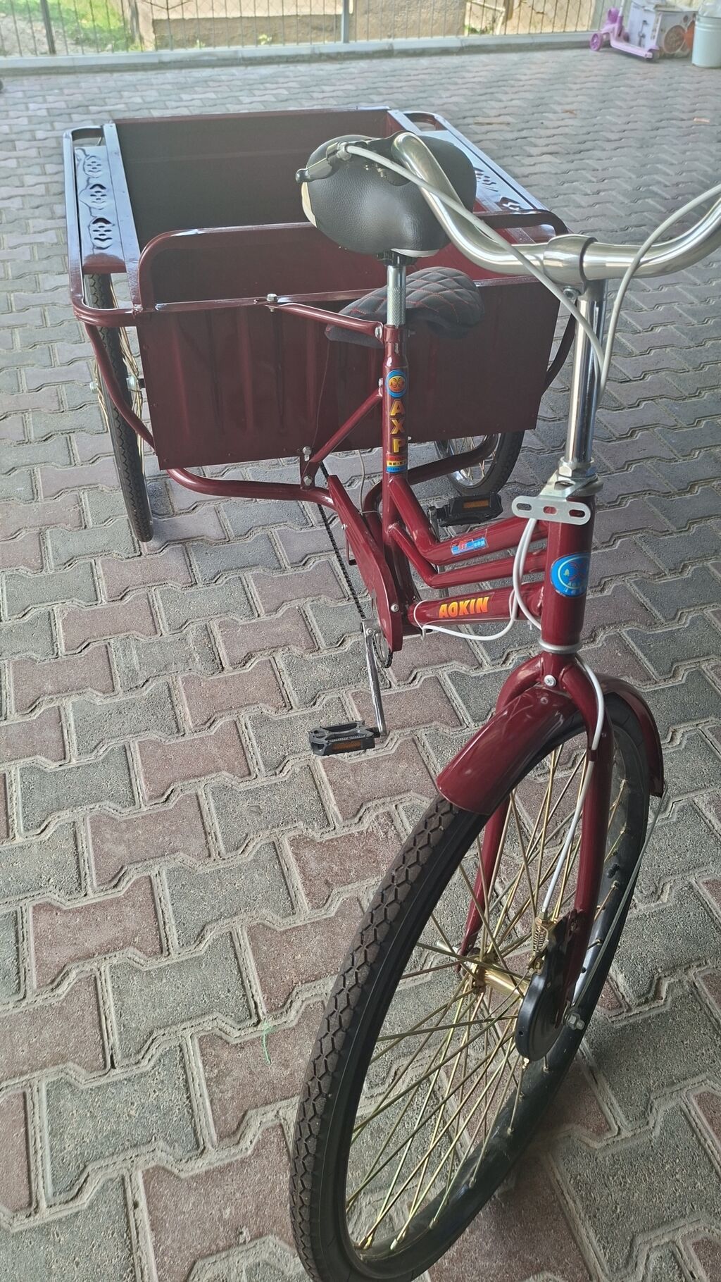 Yükdaşıma üçtəkərli velosiped – Aoxin/AXP - Rəng: tünd bordo (korpus