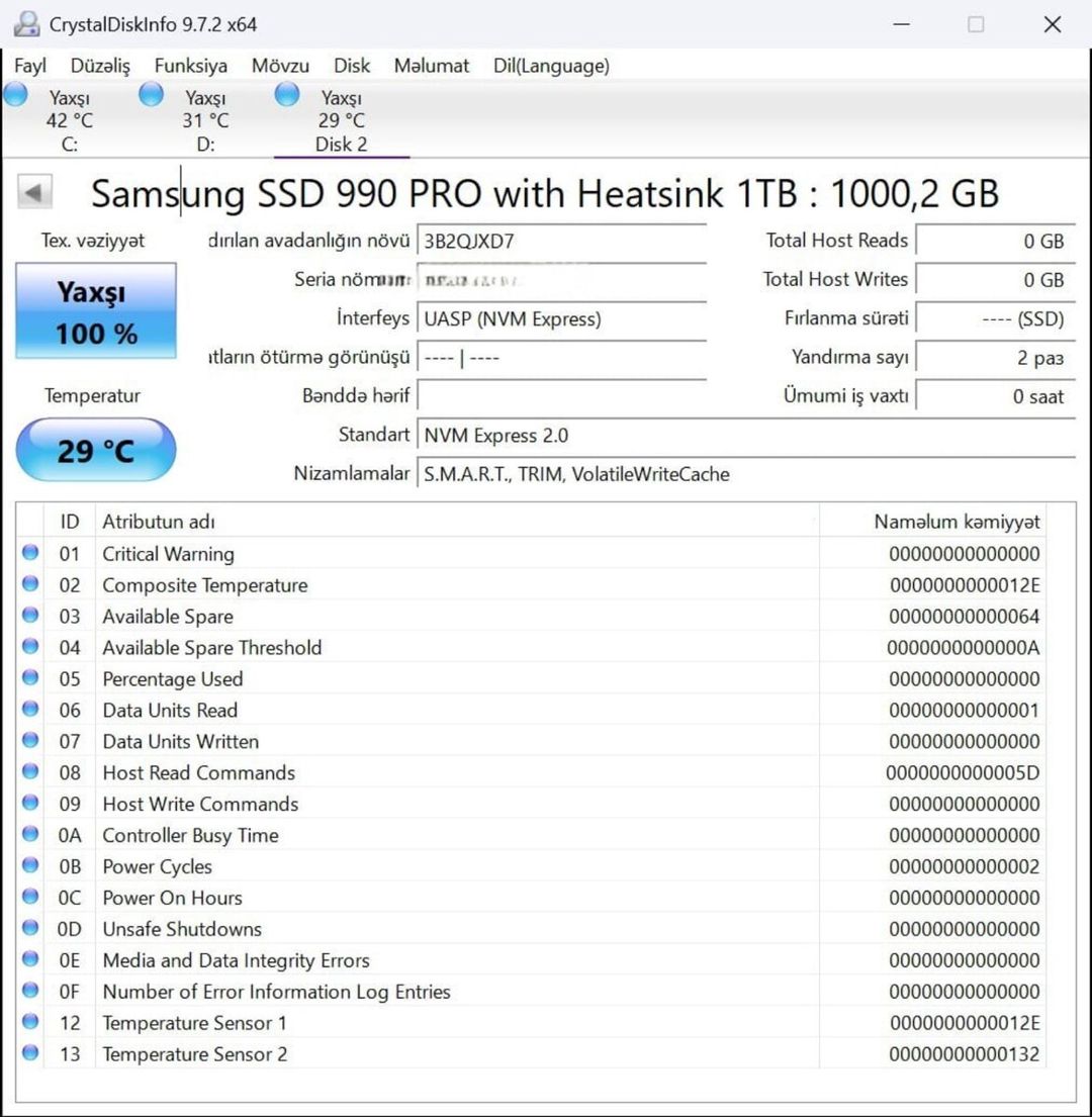 Sərt disk Samsung 990 Pro 1TB — Elektronika, Bakı (3)
