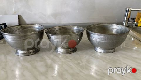 3 ədəd SSRİ Metal Kasaları — Gümüşü Qalay, Oyma Naxışlı