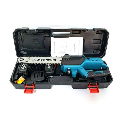 Akkumulyatorlu zəncirli mişar dəsti, 12" şin, 21V Li-ion