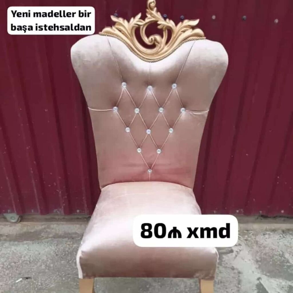 Zərif klassik üslubda yeməkxana/zal stulu. - Yuxarı hissədə qızılı — Stullar, Bakı