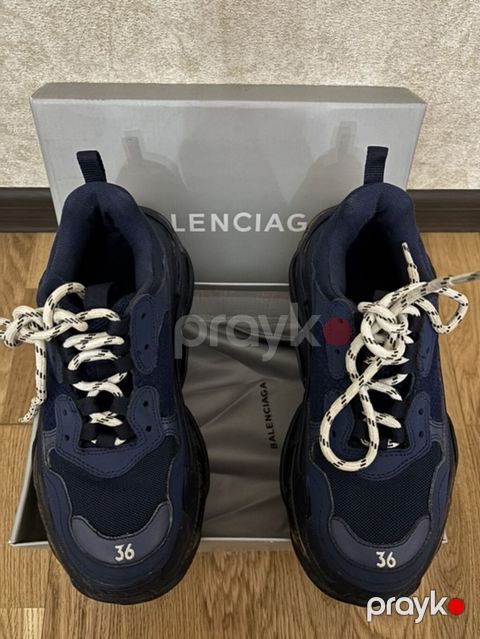 Balenciaga Triple S ayaqqabı, ölçü 36, tünd göy