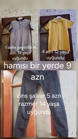 Uşaq geyim dəsti - Boz rəngli qısaqol köynək: 1 dəfə geyinilib, 14 — Xanım