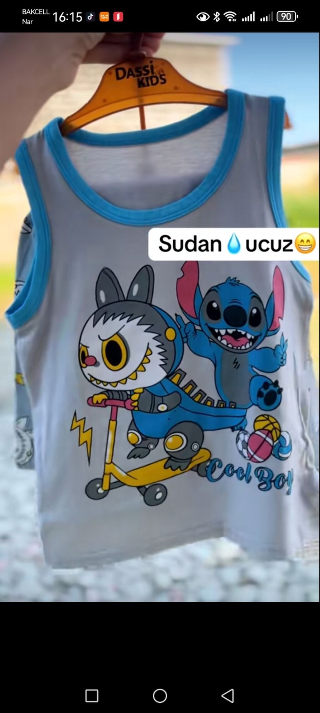 Uşaq geyimləri dəsti - Qızlar üçün mavi cins ətək-şortlar: rezinli — Mallar, Saatlı (3)