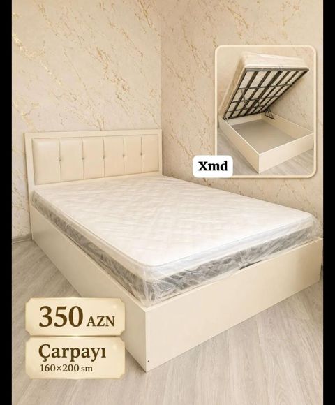 Çarpayı – 160×200 sm, XMD mexanizmi ilə - Rəng: krem/ivory tonlarında
