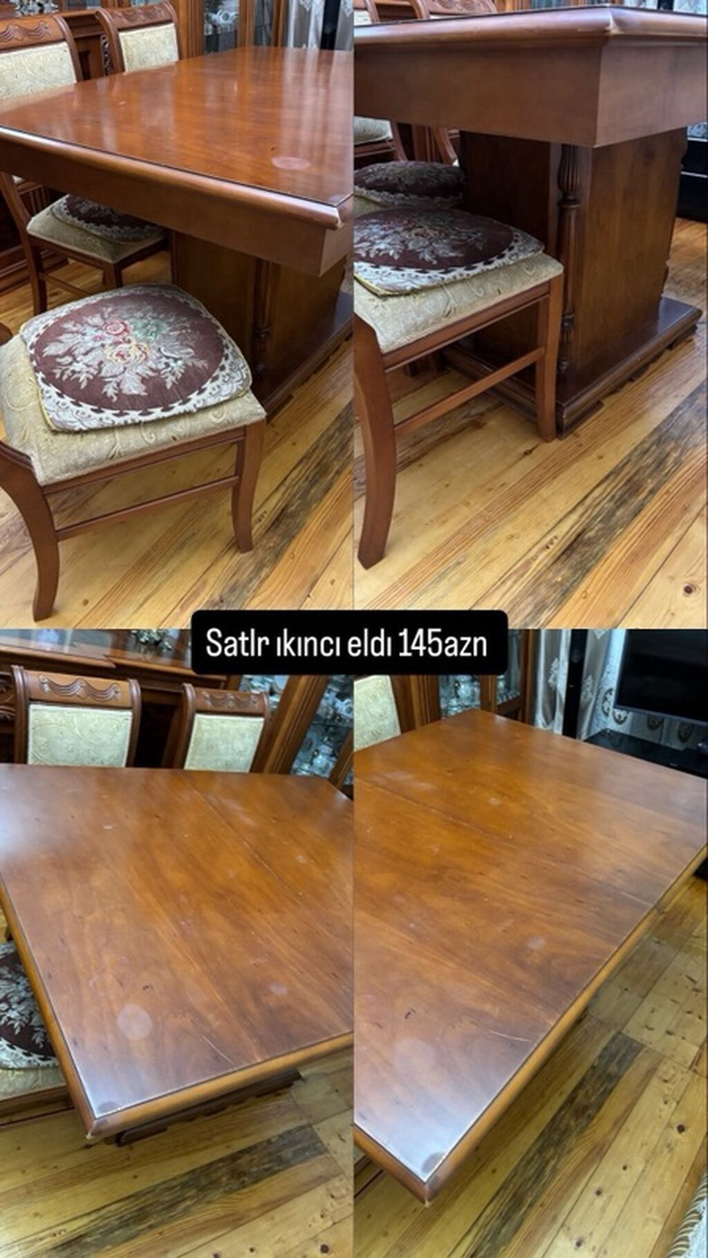 Ağac yemək masası - Material: tam ağac, klassik üslub - Forma