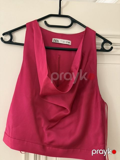 ZARA S olcude qadın topu – parlaq fuşya/çəhrayı rəngdə, ipək effekti — Bakı