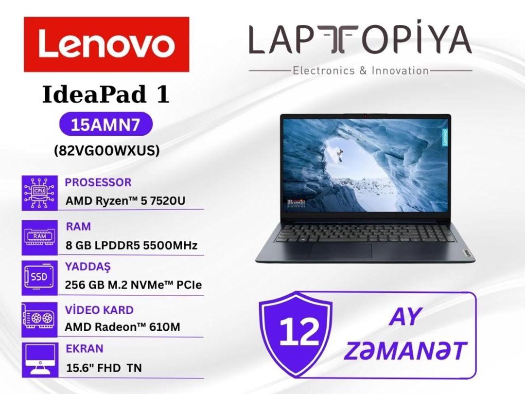 Lenovo IdeaPad 1 15AMN7 82VG00WXUS — Elektronika, Bakı