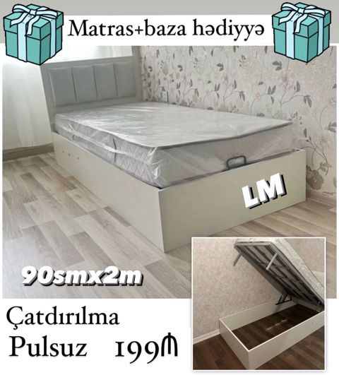 *Tək bazalı çarpayı*👑 _*SİFARİŞLƏ VƏ YENİ*_ *Qiymət : 199₼* Ölçü