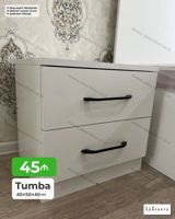 Tumba – 40×50×40 sm - İki çekmecəli, qara metal tutacaqlı, müasir — Ürünler